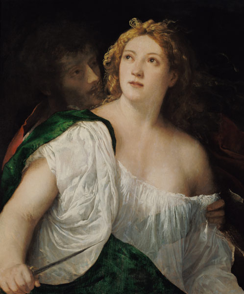 Lukrezia und Tarquinius. von Tizian (Tiziano Vercellio/ Titian)
