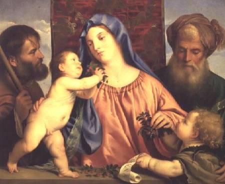 Madonna of the Cherries with Joseph, St. Zacharias and John the Baptist von Tizian (Tiziano Vercellio/ Titian)