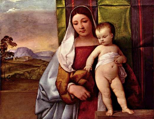 Maria mit Kind (sogen. Zigeuner-Madonna) von Tizian (Tiziano Vercellio/ Titian)