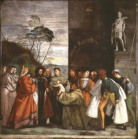 The Miracle of the Speech of the Newborn Child von Tizian (Tiziano Vercellio/ Titian)