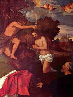 Taufe Christi von Tizian (Tiziano Vercellio/ Titian)