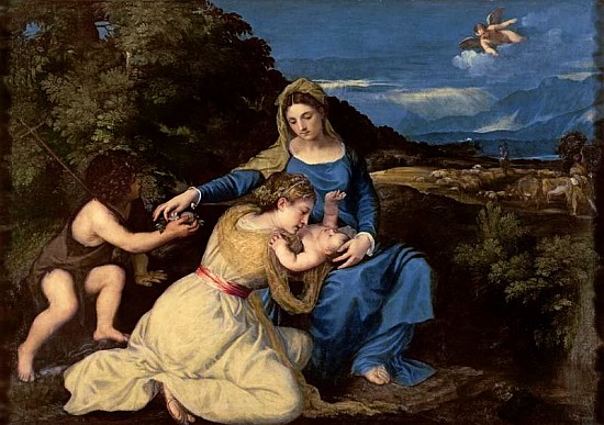 The Virgin and Child with Saints von Tizian (Tiziano Vercellio/ Titian)
