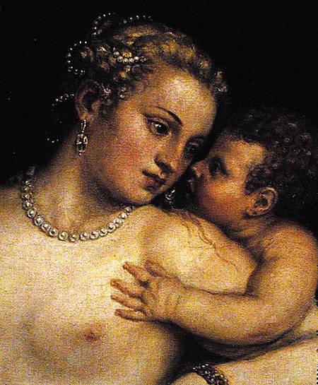 Venus Delighting herself with Love and Music von Tizian (Tiziano Vercellio/ Titian)