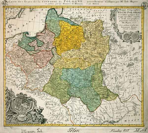 Polen, Landkarte von Mayer 1750 von Tobias Mayer