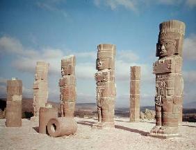 The atlantean columns on top of Pyramid B, Pre-Columbian