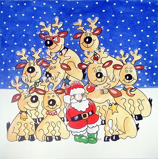 Santa and the Team, 2005 (w/c on paper)  von Tony  Todd