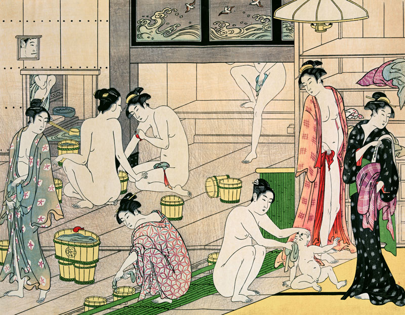 Frauen im Badehaus von Torii Kiyonaga