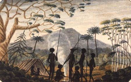 Group of aborigines around a campfire von T.R. Browne