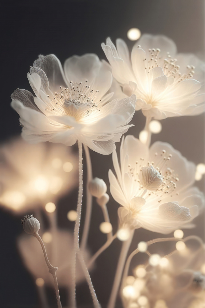 Weiße leuchtende Blumen von Treechild