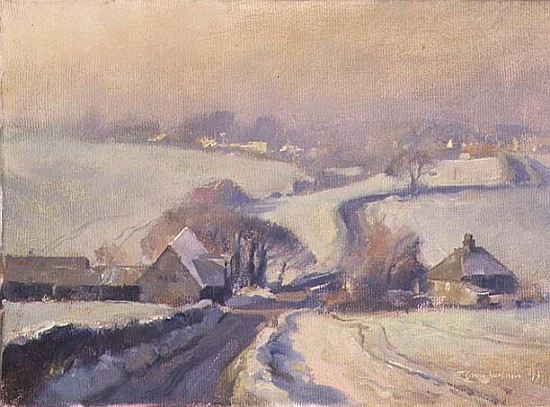 Frosty fields, Aston, 1991  von Trevor  Chamberlain