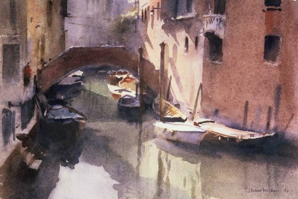 A Quiet Canal in Venice, 1990 (w/c on paper)  von Trevor  Chamberlain