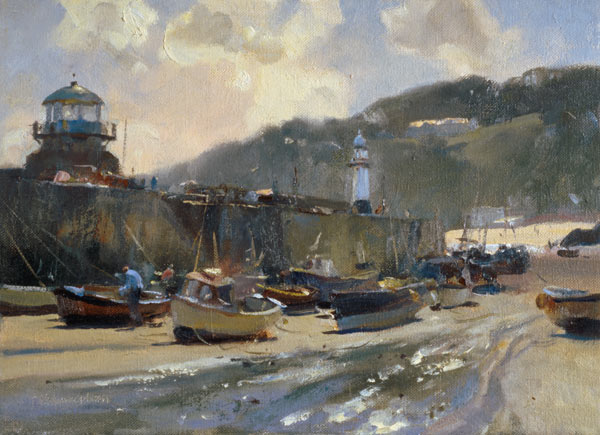 Harbour Light, St. Ives (oil on canvas)  von Trevor  Chamberlain