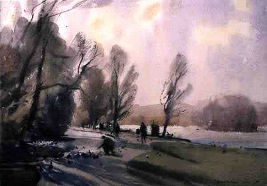 Winter Morning in the Park, 1990 (w/c on paper) von Trevor  Chamberlain