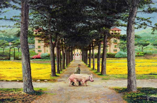 Big Pig, Pistoia, Tuscany (oil on canvas)  von Trevor  Neal