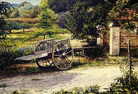 Old Cart, Vichy, France, 1998 (oil on canvas)  von Trevor  Neal