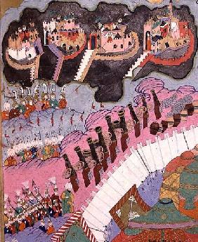TSM H.1524 The Forces of Suleyman the Magnificent (1484-1566) Besieging a Christian Fortress, from t 1588