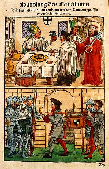 How the bread and wine were distributed to the people during the Council of Constance, from ''Chroni von Ulrich von Richental