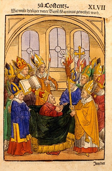 Martin V is installed as Pope at the Council of Constance, from ''Chronik des Konzils von Konstanz'' von Ulrich von Richental