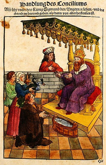 Sigismund performs his feudal duties at the Council of Constance, from ''Chronik des Konzils von Kon von Ulrich von Richental