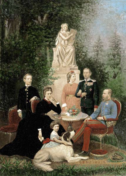 Gruppenbild mit Kaiser Franz Joseph I von (um 1900) Anonym