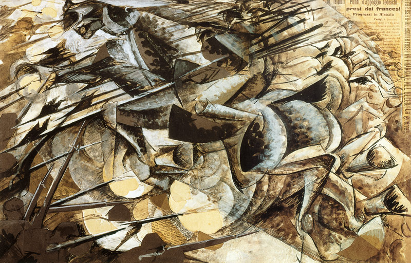 Angriff der Lanzenreiter von Umberto Boccioni