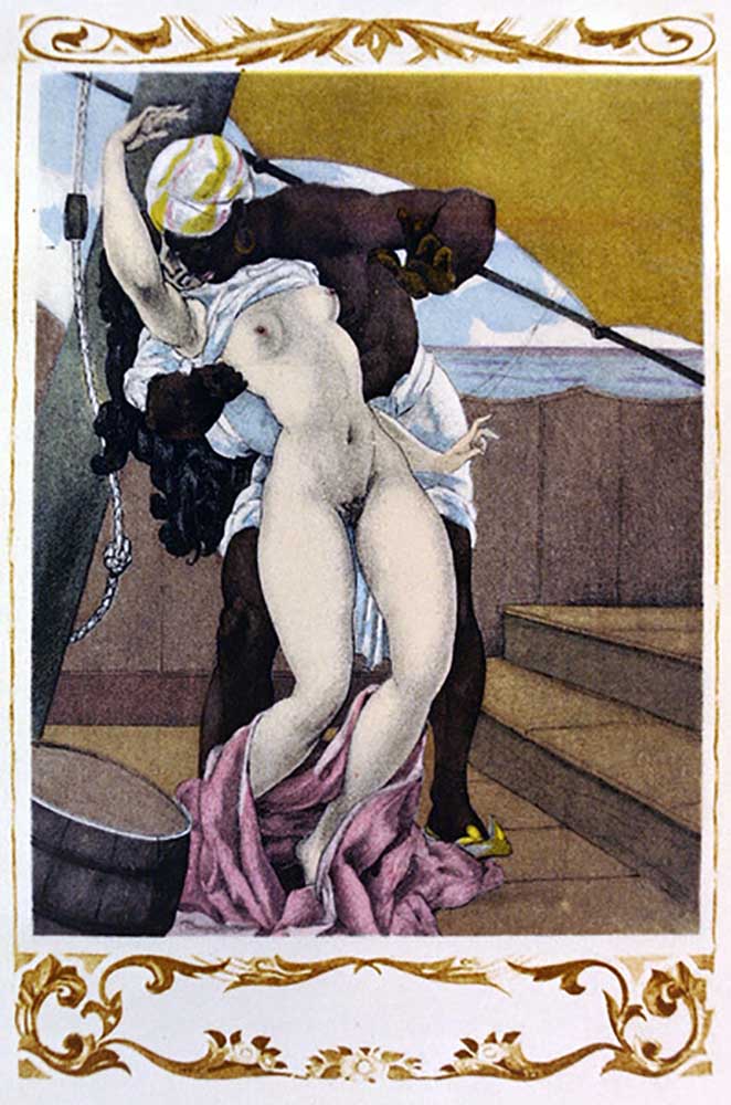 Illustration aus Candide von Voltaire, herausgegeben von Gibert Jeune, 1952 von Umberto Brunelleschi