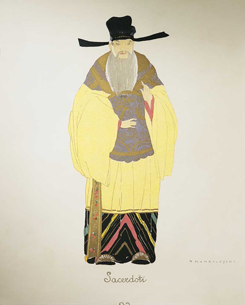 Kostüm für die Priester aus Turandot von Giacomo Puccini, Entwurf von Umberto Brunelleschi (1879-194 von Umberto Brunelleschi
