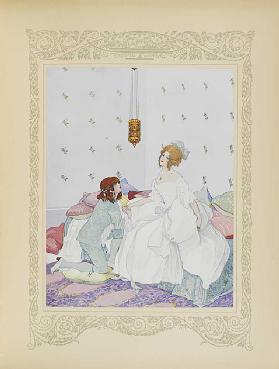 Sobald er sie erkannte, warf er sich ihr zu Füßen, Illustration aus Contes du Temps Jadis oder Tales 1912