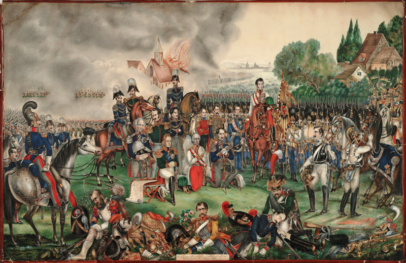 Der heilige Augenblick nach der Volkerschlacht bei Leipzig am 18. Oktober 1813 von Unbekannter Künstler
