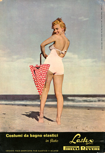 Marilyn Monroe posiert für die Werbung von Pirelli-Badebekleidung von Unbekannter Künstler
