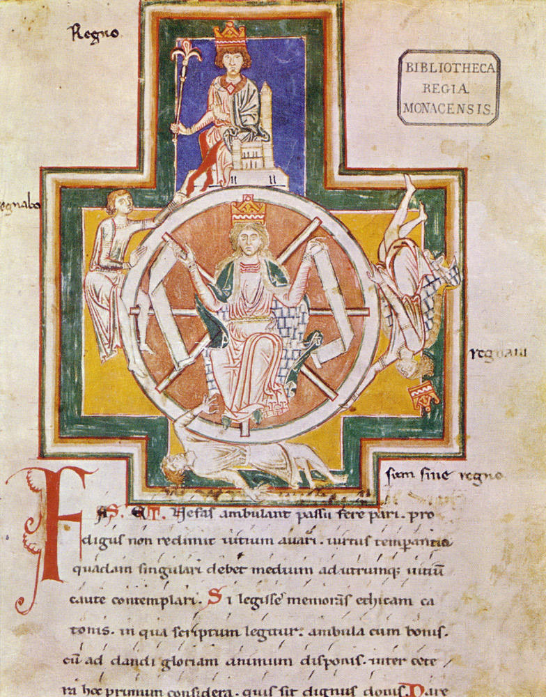 Das Schicksalsrad (Rota Fortunae) im Codex Buranus von Unbekannter Künstler