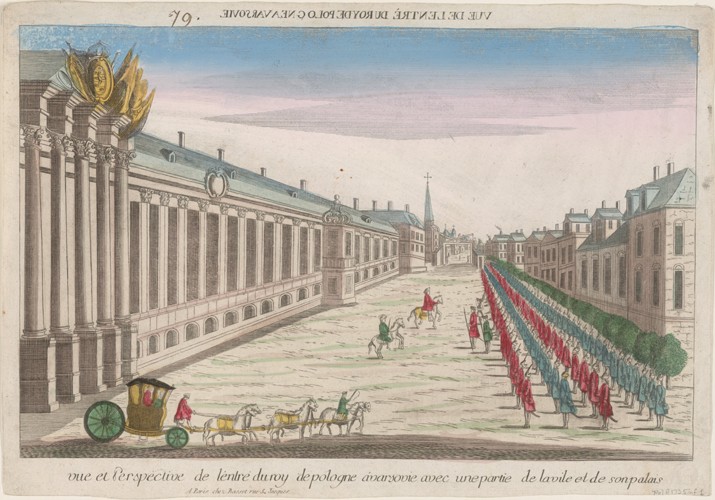 Ansicht und Perspektive des Ausritts des Königs von Polen in Warschau mit seinem Palast von Unbekannter Künstler
