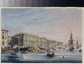 Blick auf das Palastufer in St. Petersburg (Album von Marie Taglioni)