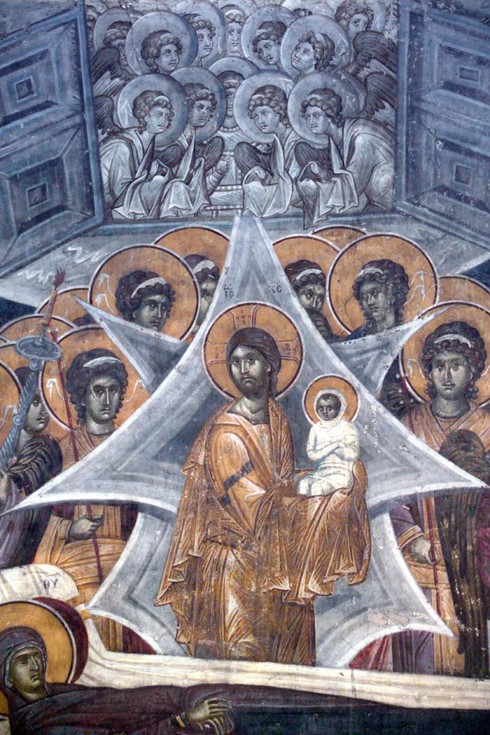Christus mit der Seele der Gottesmutter Maria vor den Toren des Himmels von Unbekannter Künstler