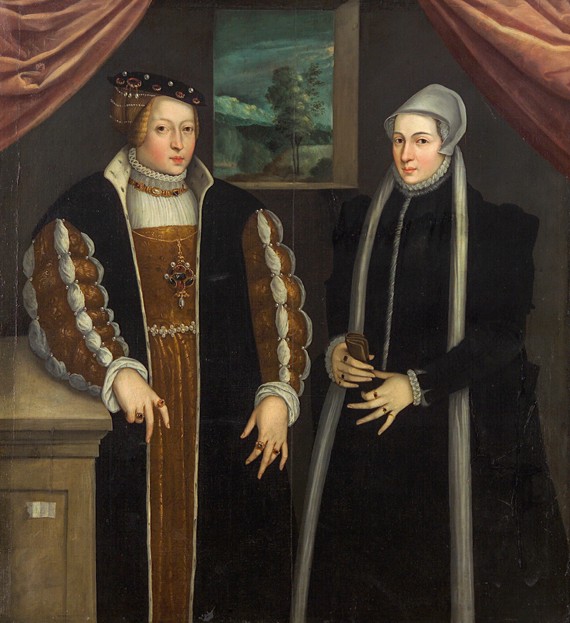 Damendoppelporträt (Marie von Brandenburg-Kulmbach und Christina von Dänemark?) von Unbekannter Künstler