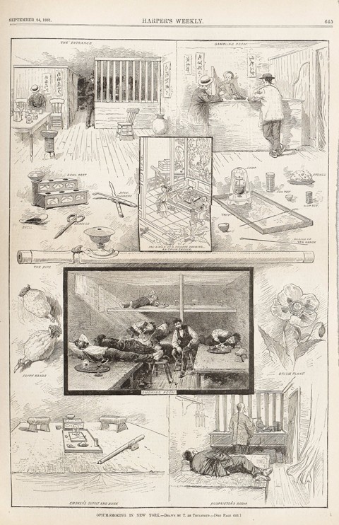 Das Opiumrauchen in New York (Aus Harper's Weekly, September 1881) von Unbekannter Künstler