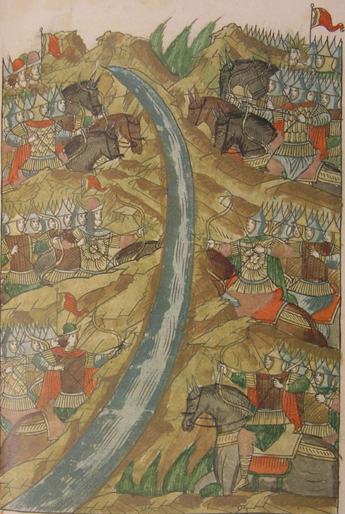 Das Stehen an der Ugra (Aus der Illustrierten Chronikhandschrift) von Unbekannter Künstler