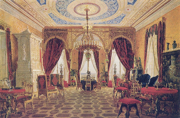 Das Wohnzimmer im Gutshaus "Grafskaja Slawjanka" von der Gräfin Julia Samojlowa von Unbekannter Künstler