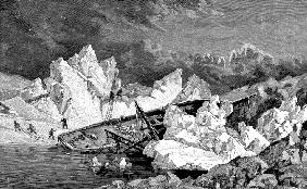 Das Wrack des Schiffs Hansa bei der zweiten deutschen Nordpolfahrt 1870