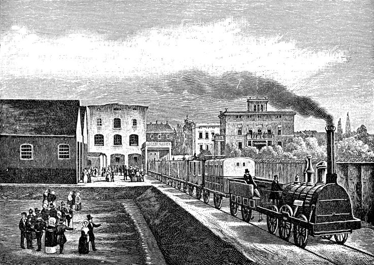 Der Bahnhof der Berlin-Potsdamer Eisenbahn im Jahre 1838 von Unbekannter Künstler