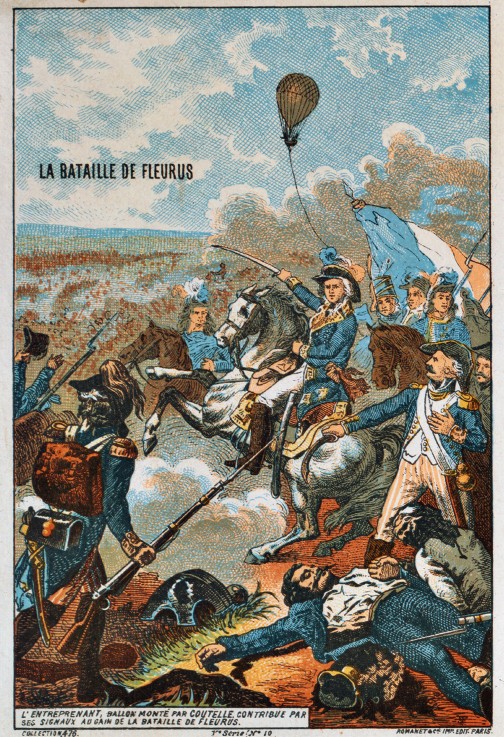 Der Ballon Entreprenant, gefahren von Coutelle, in der Schlacht von Fleurus 1794 (Aus der Serie "Der von Unbekannter Künstler