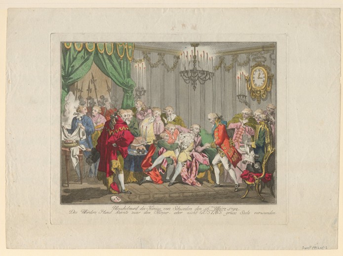 Der Meuchelmord Königs Gustav III. auf einem Maskenballe am 16. März 1792 von Unbekannter Künstler
