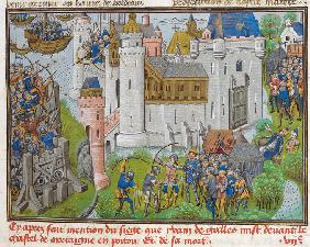 Die Belagerung von Mortagne in 1377 (aus Recueil des croniques d'Engleterre von Jean de Wavrin)