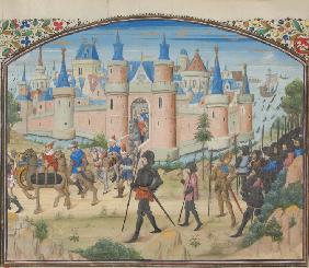 Die Belagerung von Tyros 1124. Miniatur aus der "Historia" Wilhelms von Tyrus