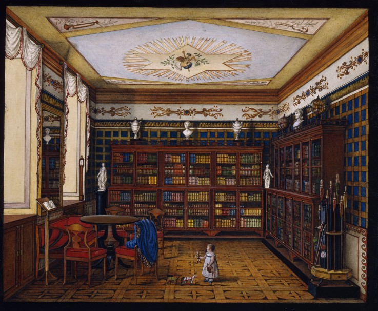 Die Bibliothek von Graf Henryk Ilinski in Romaniw von Unbekannter Künstler