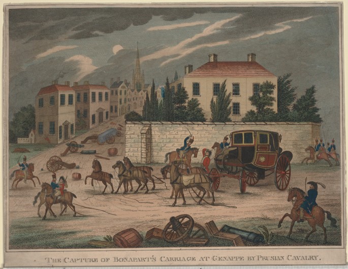 Die Eroberung von Napoleons Kutsche bei Genappe nach der Schlacht von Waterloo von Unbekannter Künstler