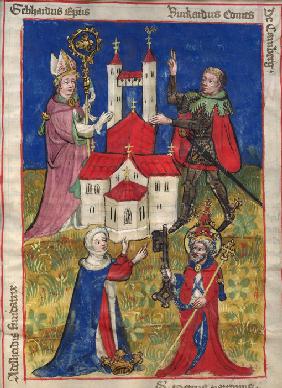 Die Gründung des Öhringer Chorherrenstifts 1037 (Aus dem Öhringer Obleybuch) 1420