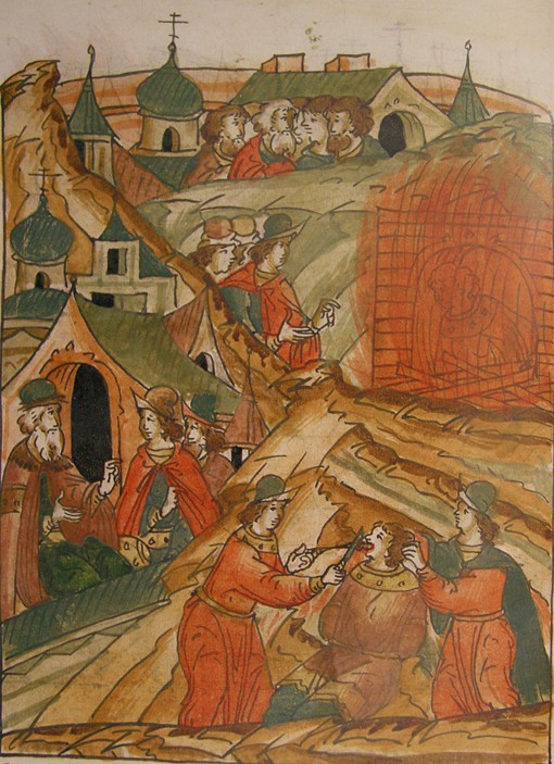 Die Hinrichtung der Ketzer (Aus der Illustrierten Chronikhandschrift) von Unbekannter Künstler