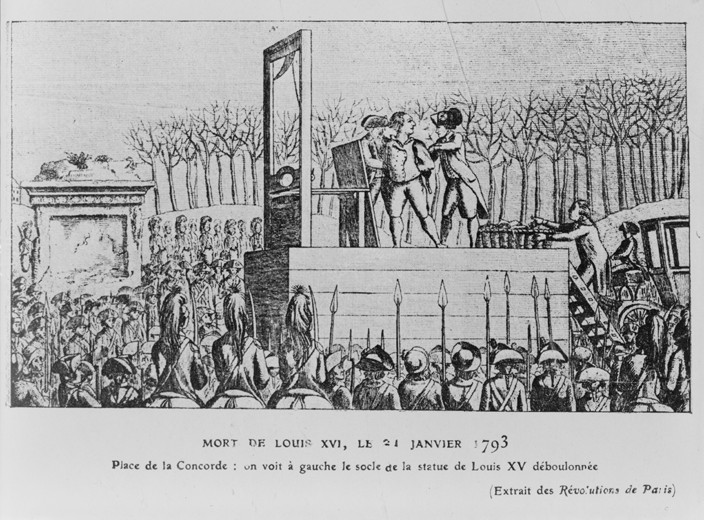 Die Hinrichtung Ludwig des XVI. auf dem Revolutionsplatz am 21. Januar 1793 von Unbekannter Künstler