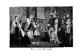 Die Kaufleute übergeben die Geschenke an jungen Zar Peter I. 1875